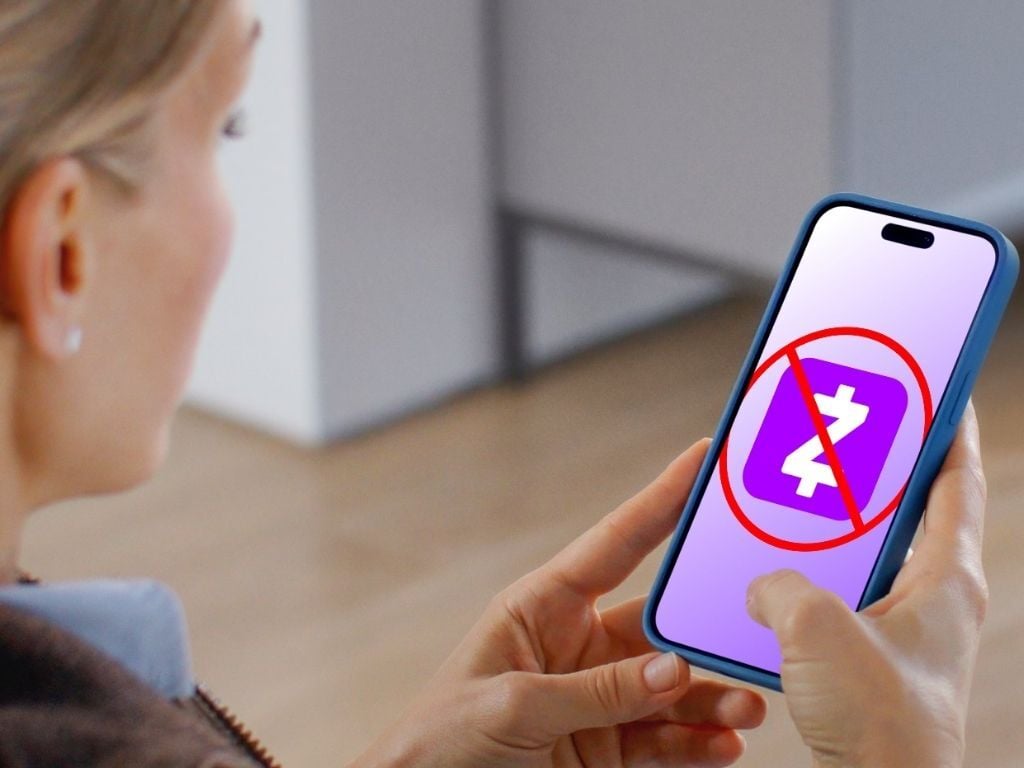 A representation of Zelle's App not available to a user